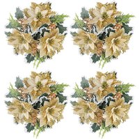 Goldmodell) 4 Stück Weihnachtsblumen-Kerzenständer-Girlande, Weihnachtstisch-Atmosphären-Dekoration, Kerzengirlande - Ej.life von EJ.LIFE