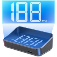 Ej.life - HUD-Tachometerprojektor, Windschutzscheibenprojektor HUD-Tachometer mit gps + Beidou, 10 Hz Bildwiederholfrequenz (Weiß mph) von EJ.LIFE
