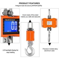 Tragbare digitale Hängeleiter mit LCD-Hintergrundbeleuchtung und Haken, Tragkraft 1000 kg / 2204 lbs, für industrielle Anwendungen Tragbare digitale Hängeleiter mit LCD-Hintergrundbeleuchtung und Haken, Tragkraft 1000 kg / 2204 lbs, für industrielle Anwendungen von EJ.LIFE