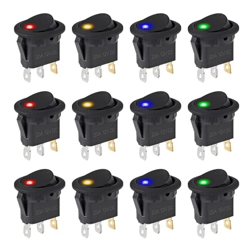 12 Stücke Wippschalter Kippschalter 12v SPST 3 Pins 2 Position EIN/AUS Blaues Licht Beleuchtet Boot von EJPPDHCO