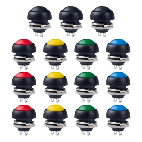 15 STÜCKE Wasserdicht Momentary Push Button Switch 12 MM Normal Open (NO) mini Micro Schalter EIN-Aus 125 V 3A Rot Schwarz 5 farben von EJPPDHCO