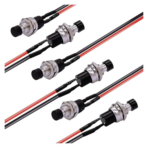 6 Stück 1 A 250 V AC 2 Pins SPST 6 Farben Normal Open Mini Momentary Push Button Switch mit vorgelöteten Drähten(6pcs black) von EJPPDHCO