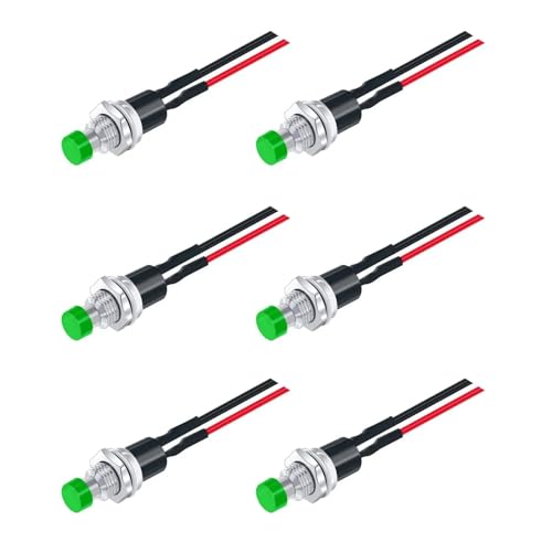 6 Stück 1 A 250 V AC 2 Pins SPST 6 Farben Normal Open Mini Momentary Push Button Switch mit vorgelöteten Drähten(6pcs green) von EJPPDHCO