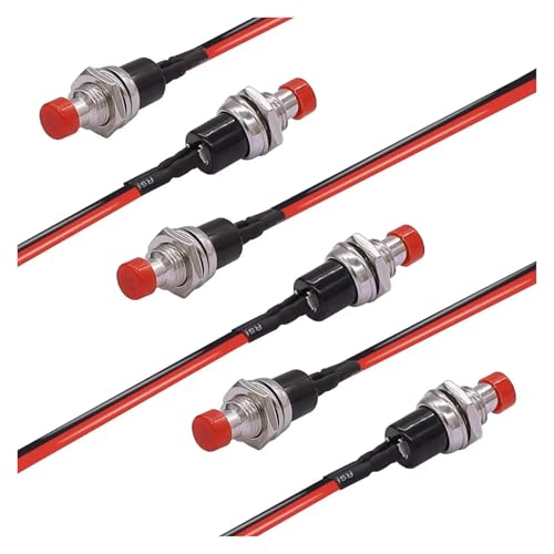 6 Stück 1 A 250 V AC 2 Pins SPST 6 Farben Normal Open Mini Momentary Push Button Switch mit vorgelöteten Drähten(6pcs red) von EJPPDHCO