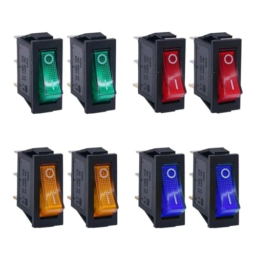 8 Stück AC 250 V/15 A, 125 V/20 A Beleuchteter Ein/Aus-SPST 3-poliger 2-Positionen-Mini-Boot-Wippschalter mit Schnappverschluss for den Haushalt(8PCs) von EJPPDHCO