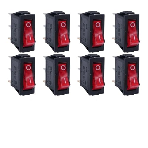 8 Stück AC 250 V/15 A, 125 V/20 A Beleuchteter Ein/Aus-SPST 3-poliger 2-Positionen-Mini-Boot-Wippschalter mit Schnappverschluss for den Haushalt(8pcs red) von EJPPDHCO