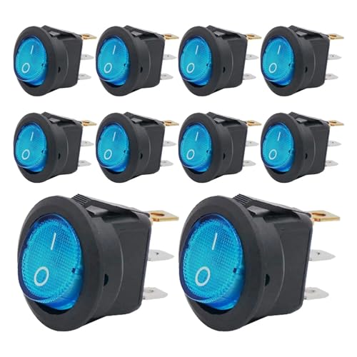 8 stücke KCD1 Ein/Aus 3-Pin 2-Position Snap 20A 12V Rot Runde Boot Wippschalter mit for Haushalt DIY Ersatz(8pcs Blue) von EJPPDHCO