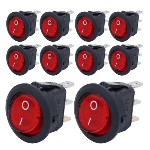 8 stücke KCD1 Ein/Aus 3-Pin 2-Position Snap 20A 12V Rot Runde Boot Wippschalter mit for Haushalt DIY Ersatz(8pcs Red) von EJPPDHCO