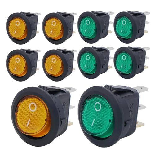 8 stücke KCD1 Ein/Aus 3-Pin 2-Position Snap 20A 12V Rot Runde Boot Wippschalter mit for Haushalt DIY Ersatz(8pcs green orange) von EJPPDHCO