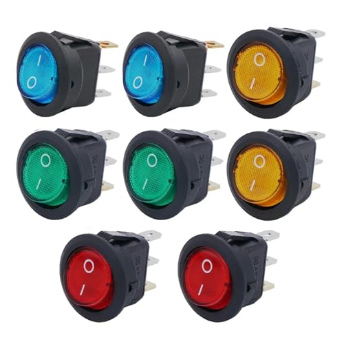 8 stücke KCD1 Ein/Aus 3-Pin 2-Position Snap 20A 12V Rot Runde Boot Wippschalter mit for Haushalt DIY Ersatz(8pcs mix color) von EJPPDHCO