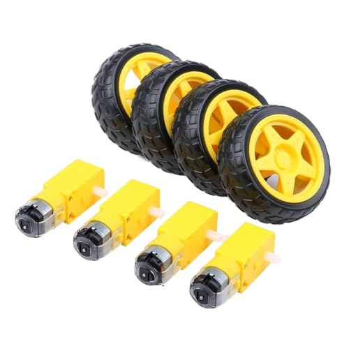 EJPPDHCO 4-teiliger Gleichstrom-Elektromotor, 3–6V, Doppelwellen-TT-Getriebemotor mit 4Kunststoff-Autoreifenrädern, Mini Φ67mm, Smart RC EJPPDHCO 4-teiliger Gleichstrom-Elektromotor, 3–6V, Doppelwellen-TT-Getriebemotor mit 4Kunststoff-Autoreifenrädern, Mini Φ67mm, Smart RC von EJPPDHCO