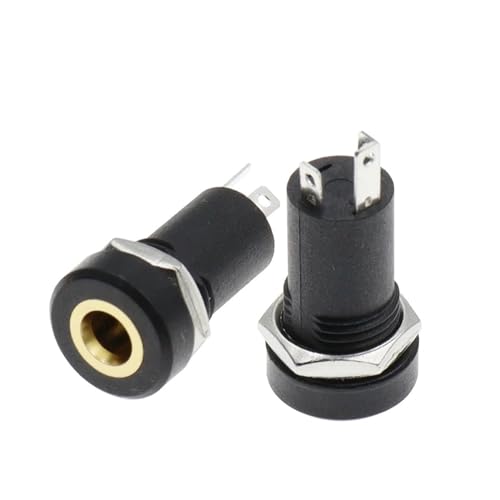 EJPPDHCO 5PCS PJ392A 3,5 MM Audio Jack Buchse 3 Pole Schwarz Stereo Solder Panel Mount Gold Mit Muttern PJ-392A von EJPPDHCO