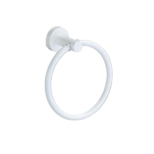 EJUOYO Griffstangen für das Bad Badezimmer Zubehör Set Handtuch Rack Handtuch Ring Toilettenpapier Halter Haken Bad Regal Organizer Set Haushaltswaren(White-Towel Ring A) von EJUOYO