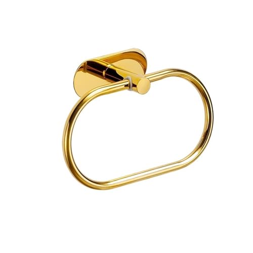 EJUOYO Griffstangen für das Bad Kein Bohren Edelstahl Handtuch Bar Papier Halter Selbst-Adhesive Handtuch Ring Robe Badezimmer Zubehör Set Haushaltswaren(Gold Towel Ring) von EJUOYO