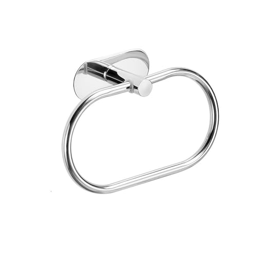 EJUOYO Griffstangen für das Bad Kein Bohren Edelstahl Handtuch Bar Papier Halter Selbst-Adhesive Handtuch Ring Robe Badezimmer Zubehör Set Haushaltswaren(Sliver Towel Ring) von EJUOYO
