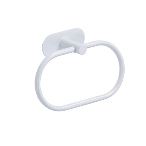 EJUOYO Griffstangen für das Bad Kein Bohren Edelstahl Handtuch Bar Papier Halter Selbst-Adhesive Handtuch Ring Robe Badezimmer Zubehör Set Haushaltswaren(White Towel Ring) von EJUOYO