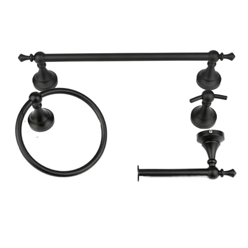 EJUOYO Griffstangen für das Bad Schwarzes Badezimmer-Zubehör-Set, Wandhalterung, Goldener Handtuchhalter, Handtuchring, Toilettenpapierhalter, Bademantel Haushaltswaren(Black 5PC Set) von EJUOYO
