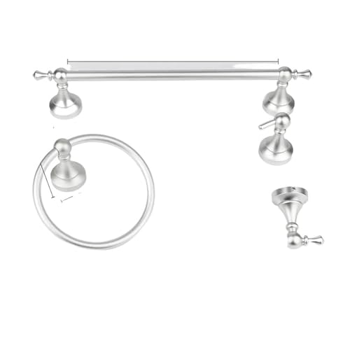 EJUOYO Griffstangen für das Bad Schwarzes Badezimmer-Zubehör-Set, Wandhalterung, Goldener Handtuchhalter, Handtuchring, Toilettenpapierhalter, Bademantel Haushaltswaren(Silver 5PC Set) von EJUOYO