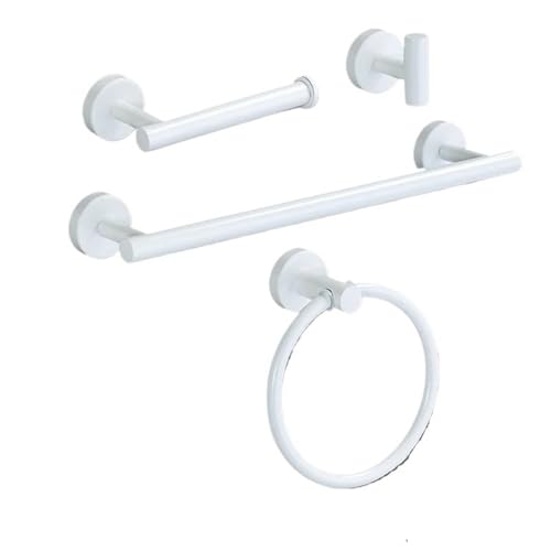 EJUOYO Griffstangen für das Bad Weißes Badezimmer-Set Zubehör Badezimmer-Accessoires-Set Handtuchhalter Handtuchring Toilettenpapierhalter Haken Haushaltswaren(White-4PCS Set A) von EJUOYO