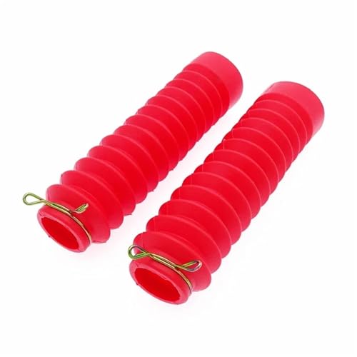 EJUOYO Motorrad Gabel 2 Pcs Universal Motorrad Gabel Stoßdämpfer Staub Abdeckung Qualität Gummi Staub Proof Hülse Motorrad Gabelschutz(Red) von EJUOYO