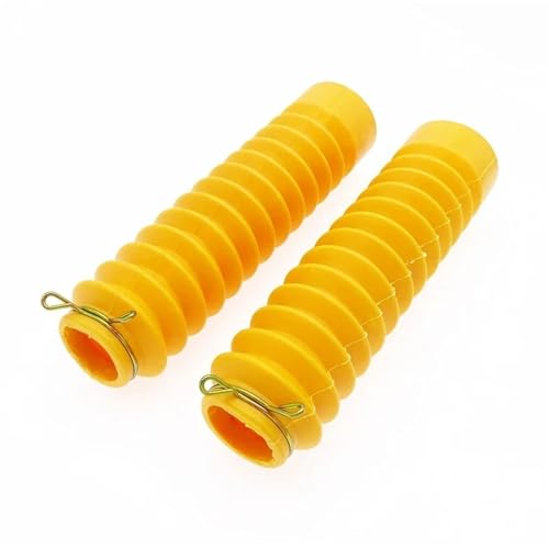 EJUOYO Motorrad Gabel 2 Pcs Universal Motorrad Gabel Stoßdämpfer Staub Abdeckung Qualität Gummi Staub Proof Hülse Motorrad Gabelschutz(Yellow) von EJUOYO