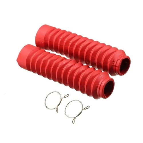 EJUOYO Motorrad Gabel T21E Vorderradgabelabdeckung Staubschutz Stoßdämpfungsabdeckung 1 Paar Gabelstaub Motorrad Dirt Bike Gabelstiefel Gabelabdeckung Motorrad Gabelschutz(Red) von EJUOYO