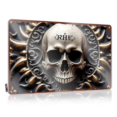 Büro-Blechschild "Rhe Skull: A Gothic Artwork With Intricate Designs Tin Signs Backyard Bar Signs 30X40CM) von EJXN