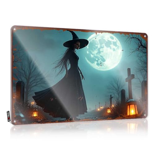 Türschild mit Aufschrift "A Witch's Nightly Vigil Under The Full Moon", lustiges Warnschild, Barzubehör, Männerhöhle (20 x 30 cm) von EJXN