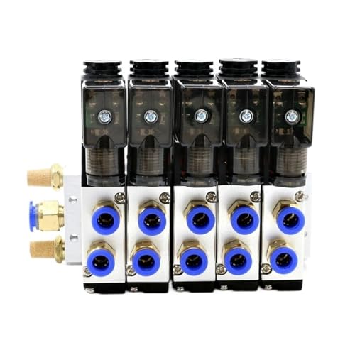 12/24 V DC 110/220 V AC Multi Option 4V210-08 Pneumatische Magnetventil Block Mit Schalldämpfer Fitting Basis Verteiler 2/3/4/6 Weg(5 Row 4mm fitting) von EJZEIXKUV