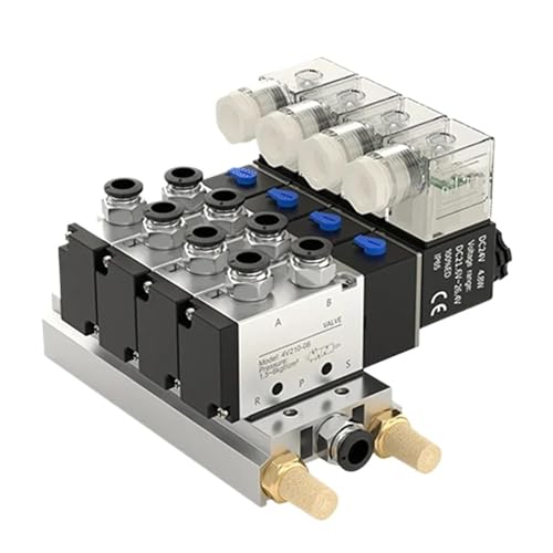 12/24 V DC 110/220 V AC Multi Option 4V210-08 Pneumatische Magnetventil Block Mit Schalldämpfer Fitting Basis Verteiler 2/3/4/6 Weg(5 Row 4mm fitting) von EJZEIXKUV