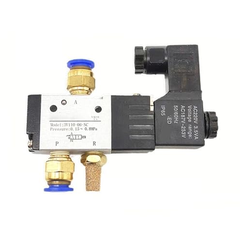 3V110-06 12V 1/8" Solenoid Valve 3 Way Pneumatic Air Control Electric Gas Magnetic Alumium Body(Led w 8mm Fitting,DC12V) von EJZEIXKUV