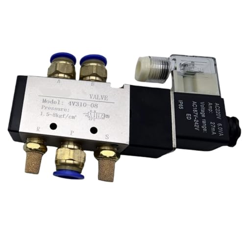 Pneumatic Solenoid 4V310-08 4V310-10 5 Way 2 Position Single Coil Pilot-Operated Electric Control Air solenoid valve 220v 12v(4v310-10,DC24V) von EJZEIXKUV