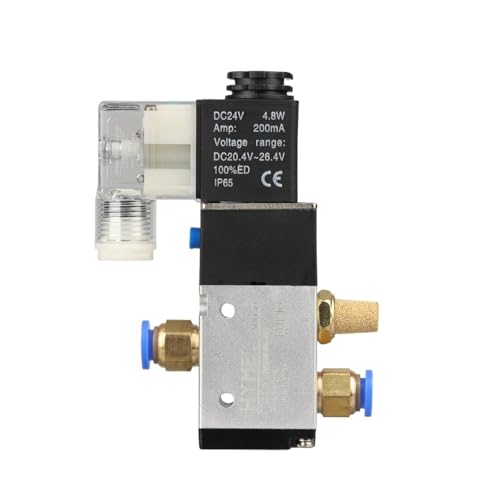 Pneumatische Armaturen 3 Weg 2 Position Air Directional Control Magnetventil 3V210-08 DC12V DC24V AC110V AC220V Schalldämpfer(12MM,DC12V) von EJZEIXKUV
