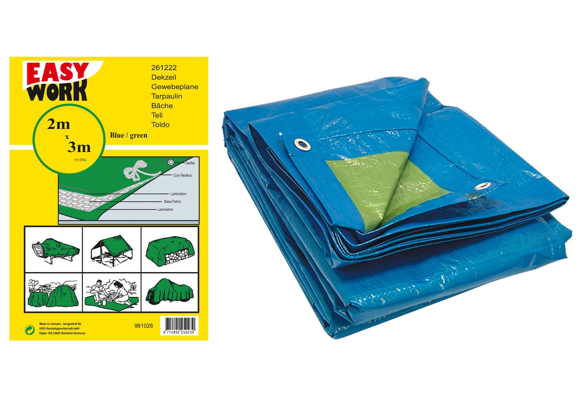 Abdeckplane blau 2x3m, TOKO Abdeckplane blau 2x3m, TOKO von EK/servicegroup