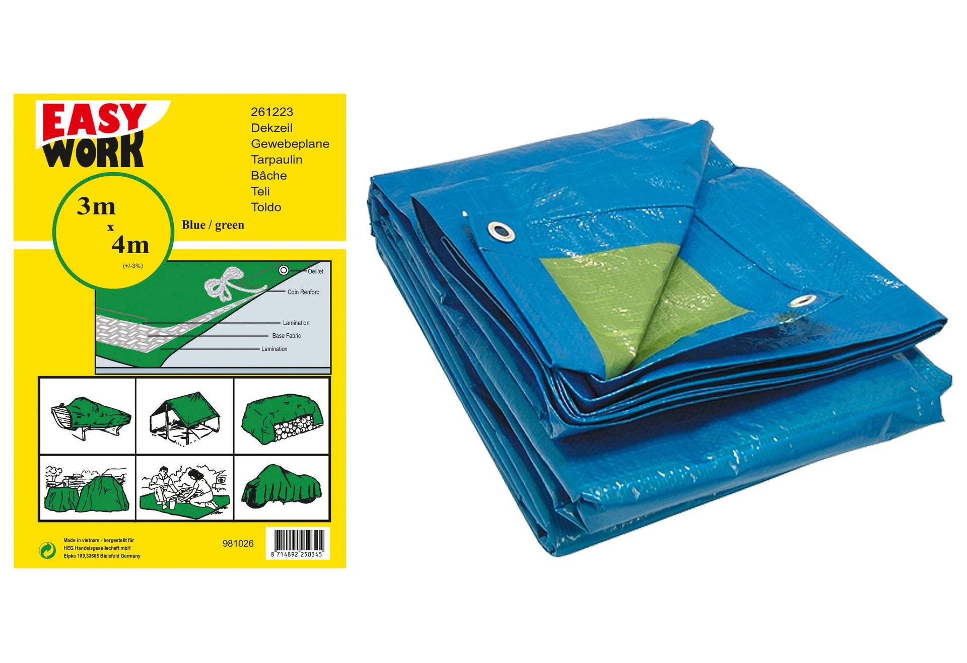 Abdeckplane blau 3x4m, TOKO Abdeckplane blau 3x4m, TOKO von EK/servicegroup