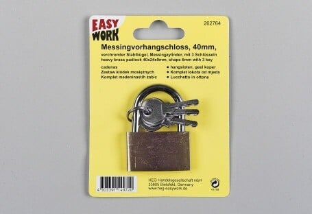 Easy Work Messingvorhangschloss, 40mm, verchromter Stahlbügel von EK/servicegroup