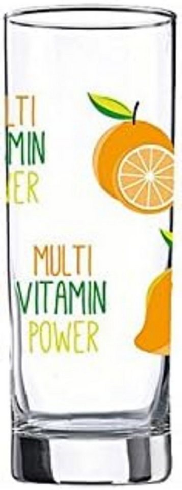 EK Germany Glas Becher "Power Drinks" Multivitamin 38 cl 15cm Ø6, 8cm 6 Stück von EK Germany