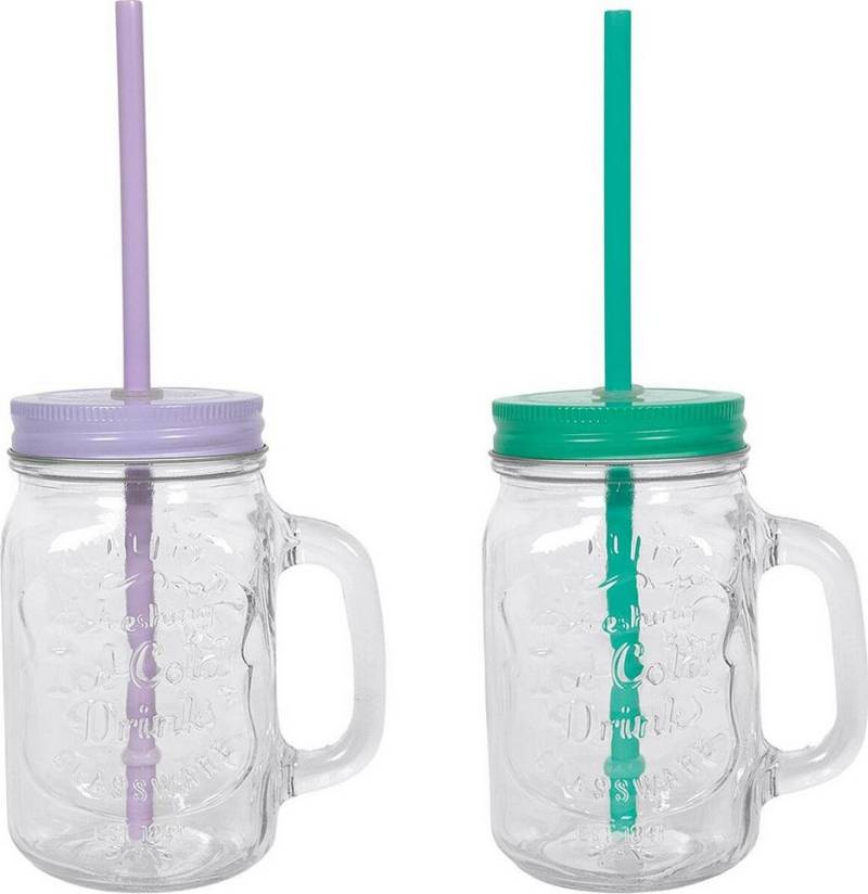 EK Germany Glas Henkel-Trinkglas 2fach sortiert, 500ml von EK Germany