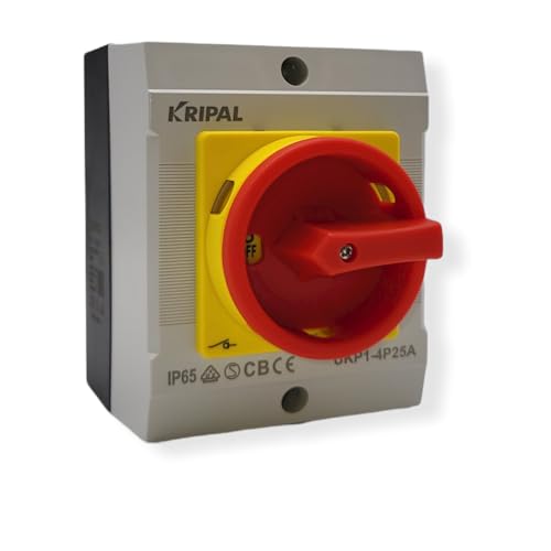 EKABEL24 Hauptschalter mit Gehäuse und Not-Aus-Funktion | Zuverlässiger Schutzschalter für Elektroinstallationen, Wechselschalter | Aufputz Schalter | 25A 4-polig von EKABEL24.DE