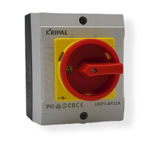 EKABEL24 Hauptschalter mit Gehäuse und Not-Aus-Funktion | Zuverlässiger Schutzschalter für Elektroinstallationen, Wechselschalter | Aufputz Schalter | 32A 4-polig von EKABEL24.DE