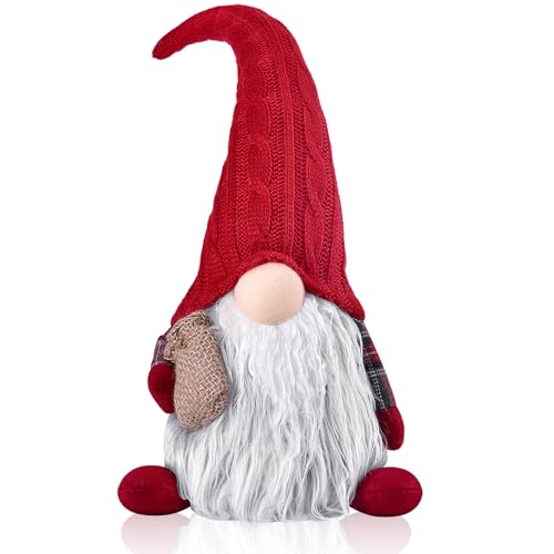 EKARSEN Handgemachte Wichtel Gnom süße Skandinavische Tomte Weihnachtsdeko Puppen für Weihnachten Neujahr Ostern Valentinstag und Kinder Spielzeug (Rot) von EKARSEN