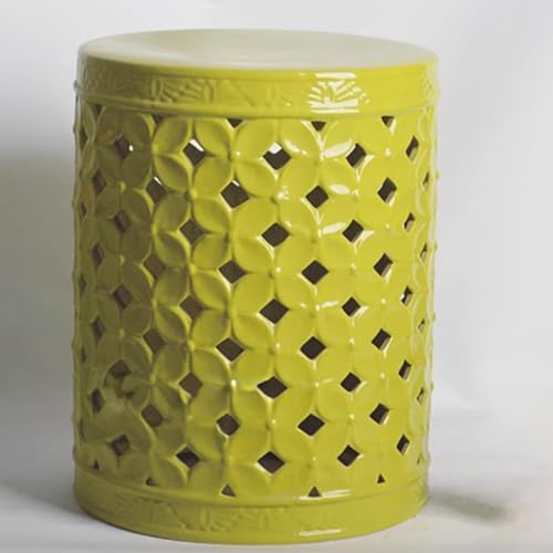 EKDJSN Keramik Gartenhocker, Gartenhocker Porzellan, Glasierter Handbemalter Trommelhocker, Multifunktionaler Glasierter Akzenthocker - Schminkhocker, Fußhocker, Beistelltisch(Green) von EKDJSN