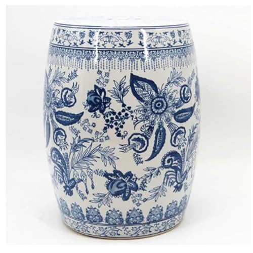 EKDJSN Keramik Gartenhocker, Gartenhocker Porzellan, Glasierter Handbemalter Trommelhocker, Sitzmöbel for Den Außenbereich, Sitzhocker, Frisierhocker, Beistelltisch(Round) von EKDJSN