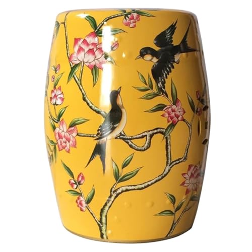 EKDJSN Keramik-Gartenhocker, Gartenhocker Porzellan, Porzellan Glasierte Keramik Stool, Handbemalter Glasierter Gartenhocker, Perfekt for Wohnzimmer, Balkon und Garten(Yellow A) von EKDJSN