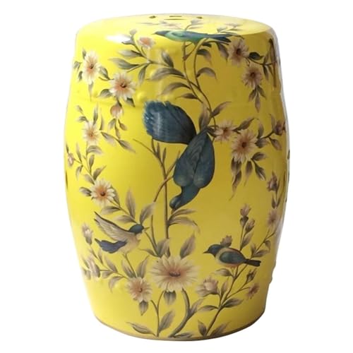 EKDJSN Keramik-Gartenhocker, Gartenhocker Porzellan, Porzellan Glasierte Keramik Stool, Handbemalter Glasierter Gartenhocker, Perfekt for Wohnzimmer, Balkon und Garten(Yellow B) von EKDJSN