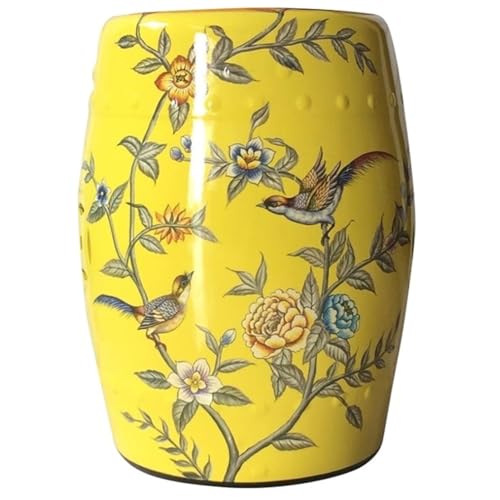 EKDJSN Keramik-Gartenhocker, Gartenhocker Porzellan, Porzellan Glasierte Keramik Stool, Handbemalter Glasierter Gartenhocker, Perfekt for Wohnzimmer, Balkon und Garten(Yellow C) von EKDJSN