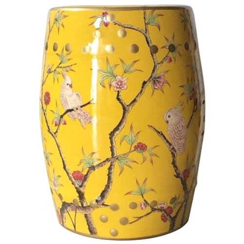 EKDJSN Keramik-Gartenhocker, Gartenhocker Porzellan, Porzellan Glasierte Keramik Stool, Handbemalter Glasierter Gartenhocker, Perfekt for Wohnzimmer, Balkon und Garten(Yellow D) von EKDJSN