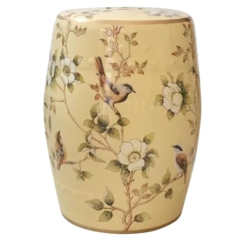 EKDJSN Keramik-Gartenhocker, Gartenhocker Porzellan, Porzellan Glasierte Keramik Stool, Handbemalter Glasierter Gartenhocker, Perfekt for Wohnzimmer, Balkon und Garten(Yellow E) von EKDJSN