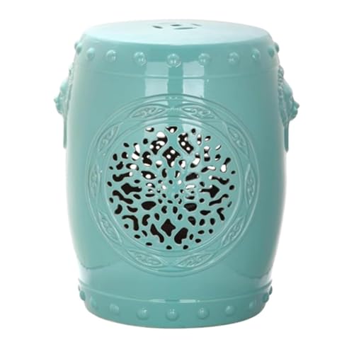 EKDJSN Keramik Gartenhocker, Gartenhocker Porzellan, Sitzgelegenheiten for Den Garten, Multifunktionaler Glasierter Akzenthocker - Schminkhocker, Fußhocker, Beistelltisch(Green) von EKDJSN