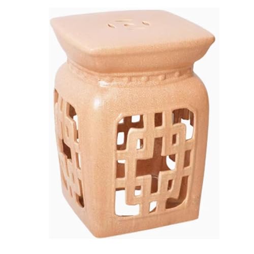 EKDJSN Keramik Gartenhocker, Glasierter Handbemalter Hocker, Ausgehöhlter Perforierter Gartenhocker, Dekorativer Mehrzweck-Gartenhocker, Schminkhocker, Beistelltisch(Brown) von EKDJSN